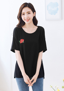 夏日百搭玫瑰刺繡上衣