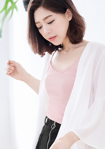 多色蕾絲坑條棉質背心