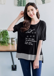 假兩件星球刺繡棉質上衣