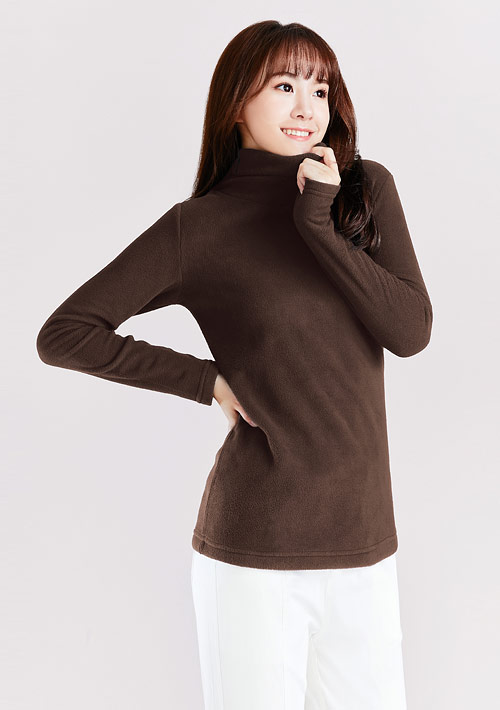 保暖.柔軟.舒適.MIT環保材質-Fleece輕量保暖高領上衣