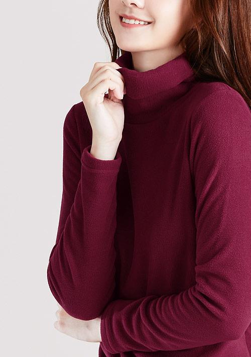 保暖.柔軟.舒適.MIT環保材質-Fleece輕量保暖高領上衣