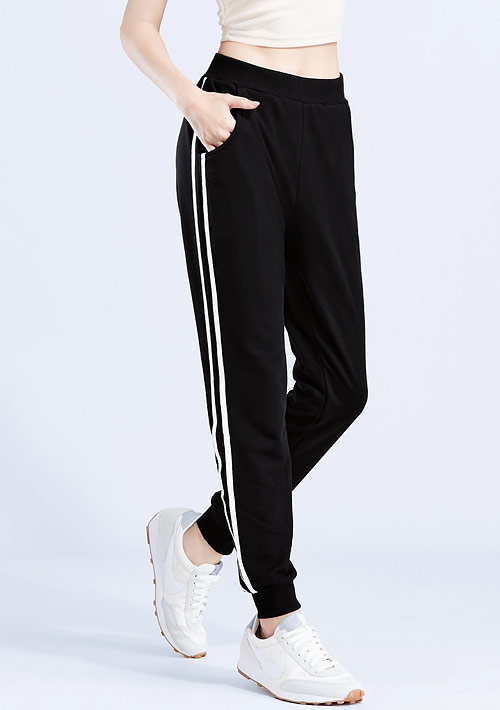 邊條毛圈束口長褲