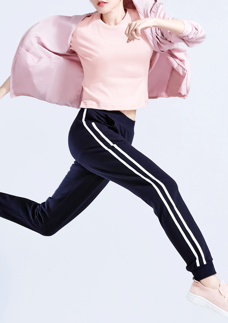 邊條毛圈束口長褲