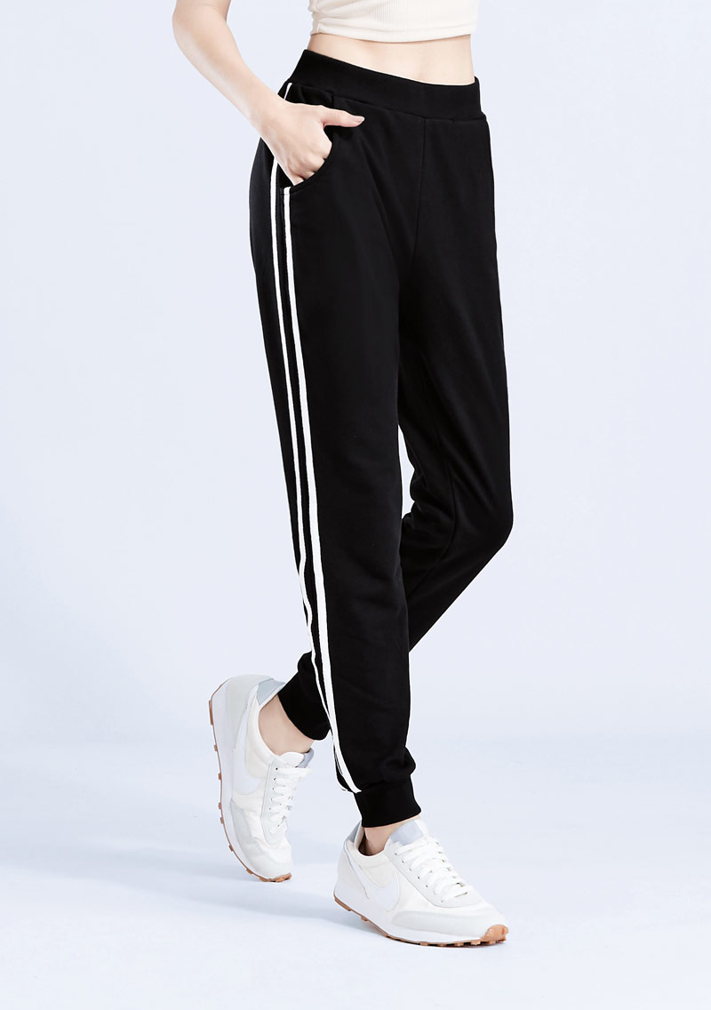 邊條毛圈束口長褲