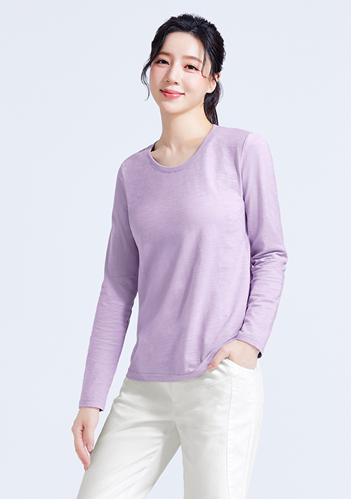 【限時$199】圓領長袖竹節棉上衣