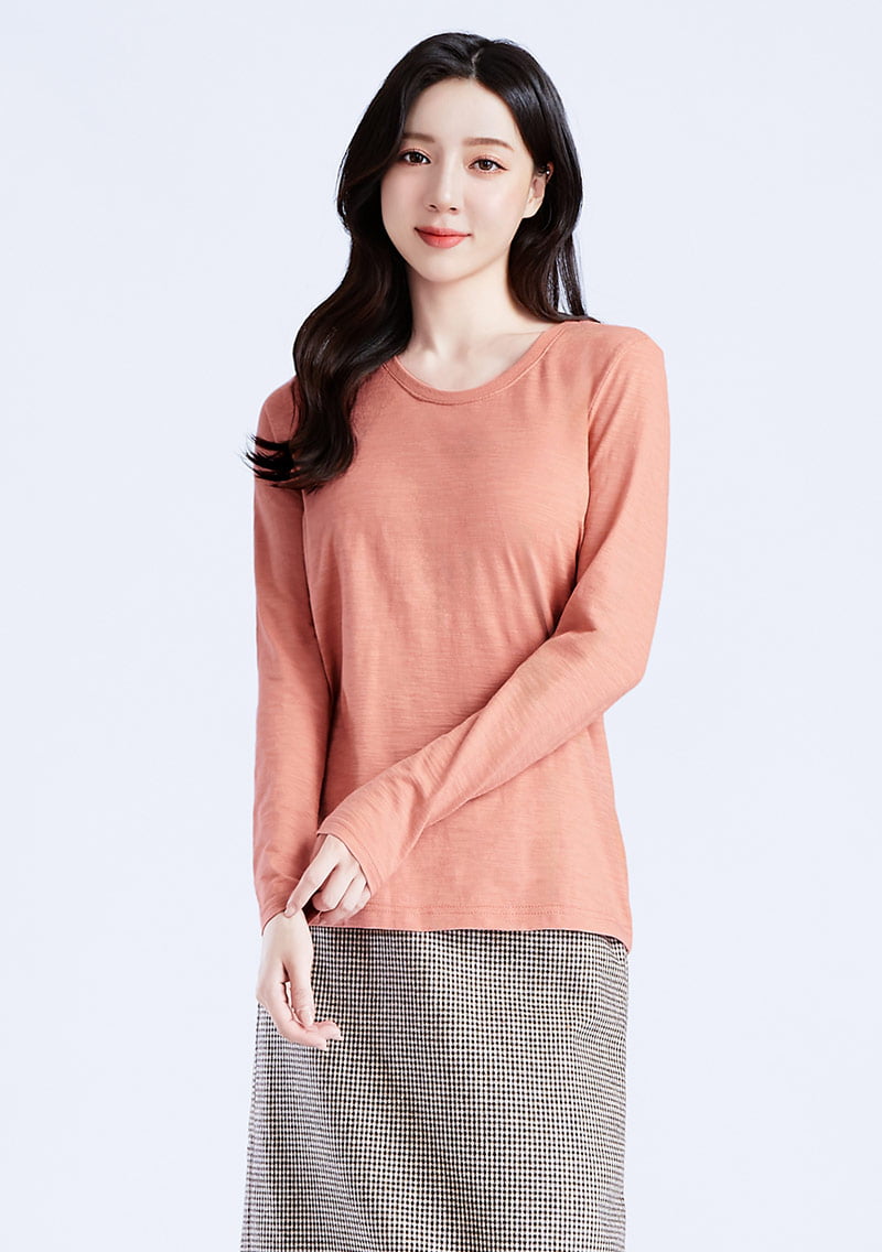 【限時$199】圓領長袖竹節棉上衣