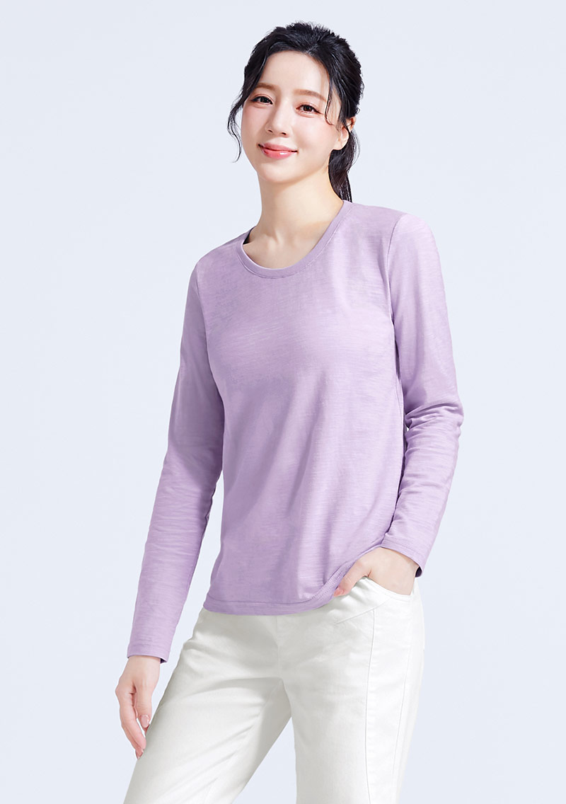 【限時$199】圓領長袖竹節棉上衣