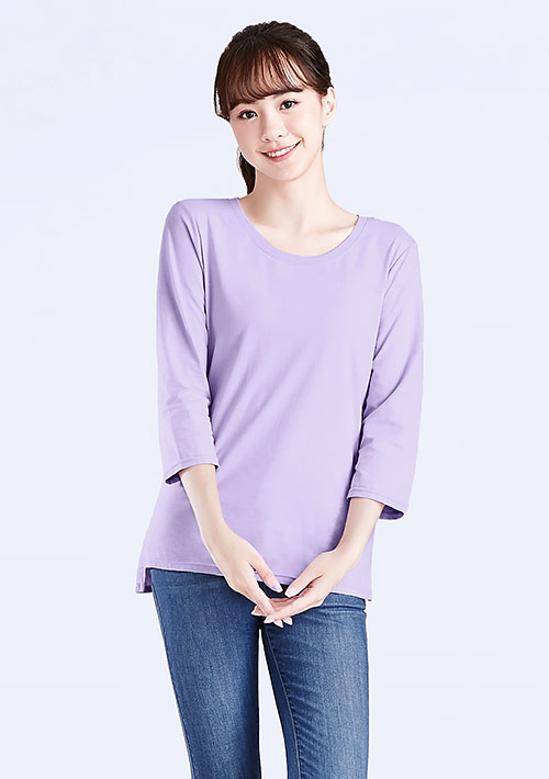 圓領七分袖純棉上衣