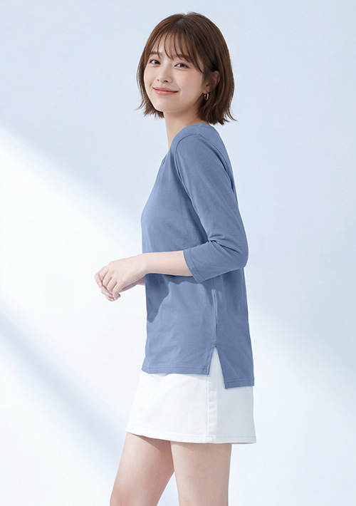 【限時$199】圓領七分袖純棉上衣