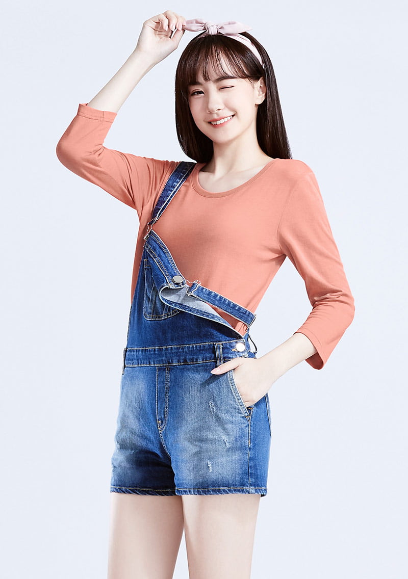 圓領七分袖純棉上衣