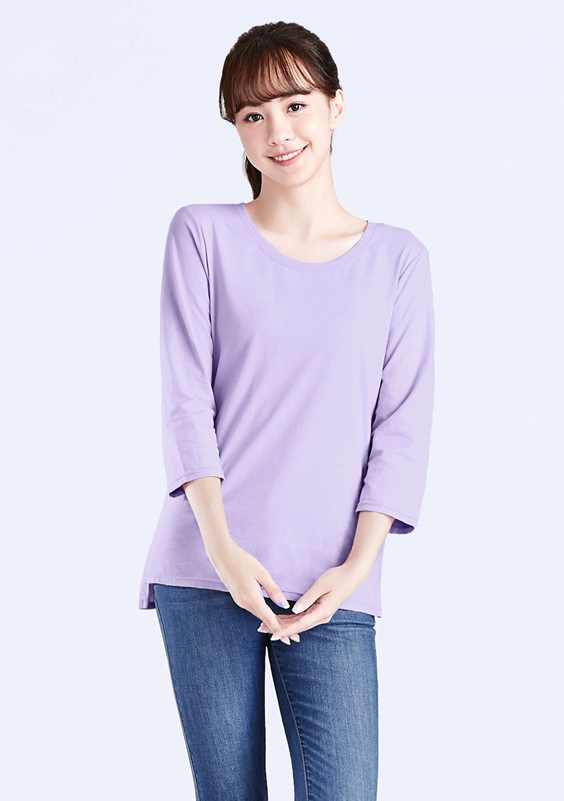 圓領七分袖純棉上衣