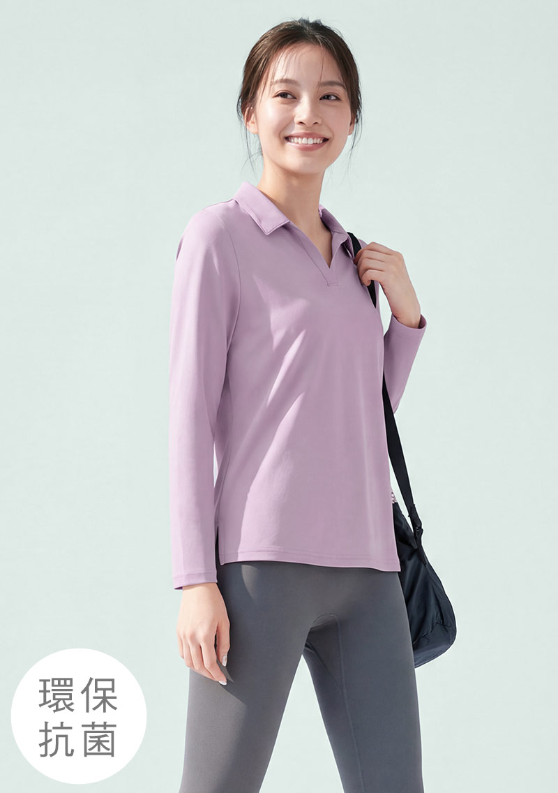 舒適.MIT永續環保材質-抗UV吸排抗菌長袖polo衫