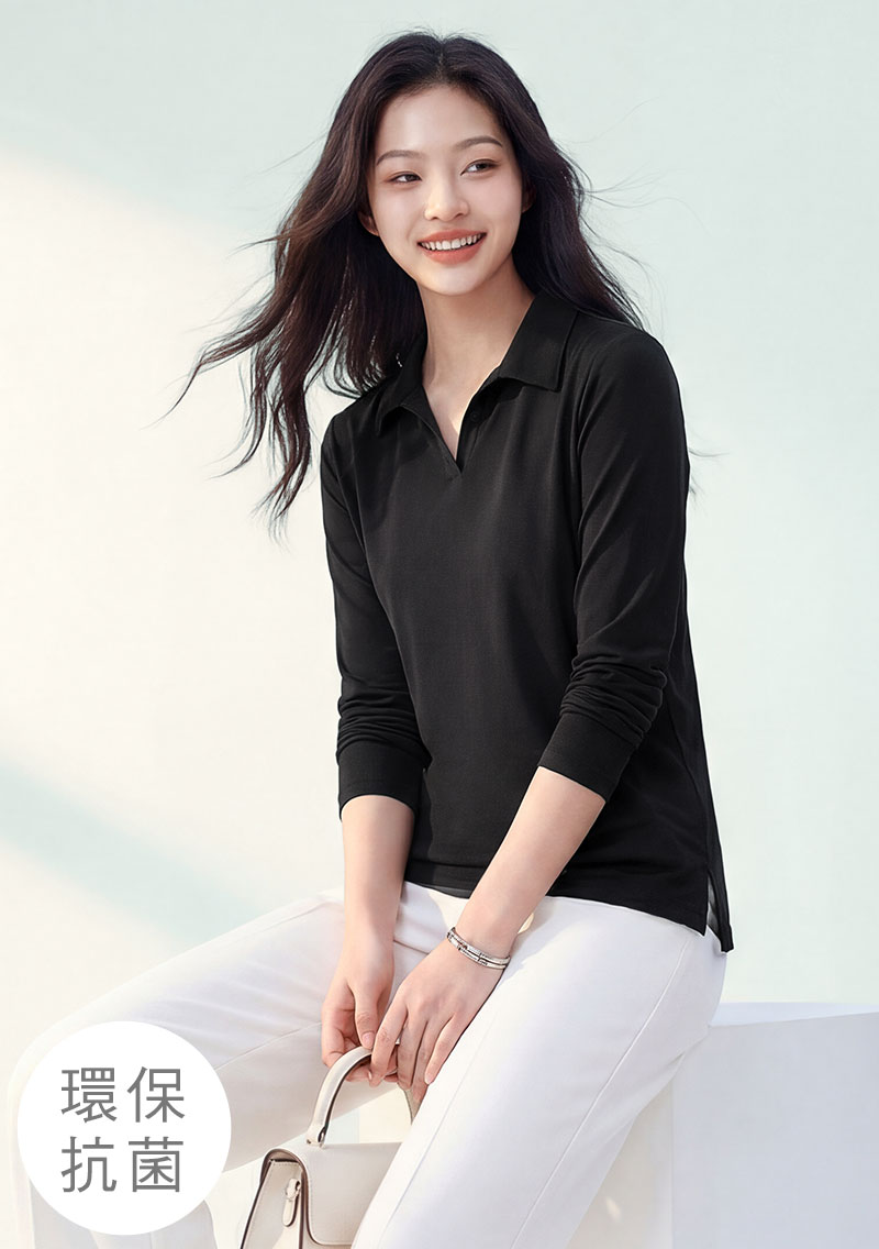舒適.MIT永續環保材質-抗UV吸排抗菌長袖polo衫