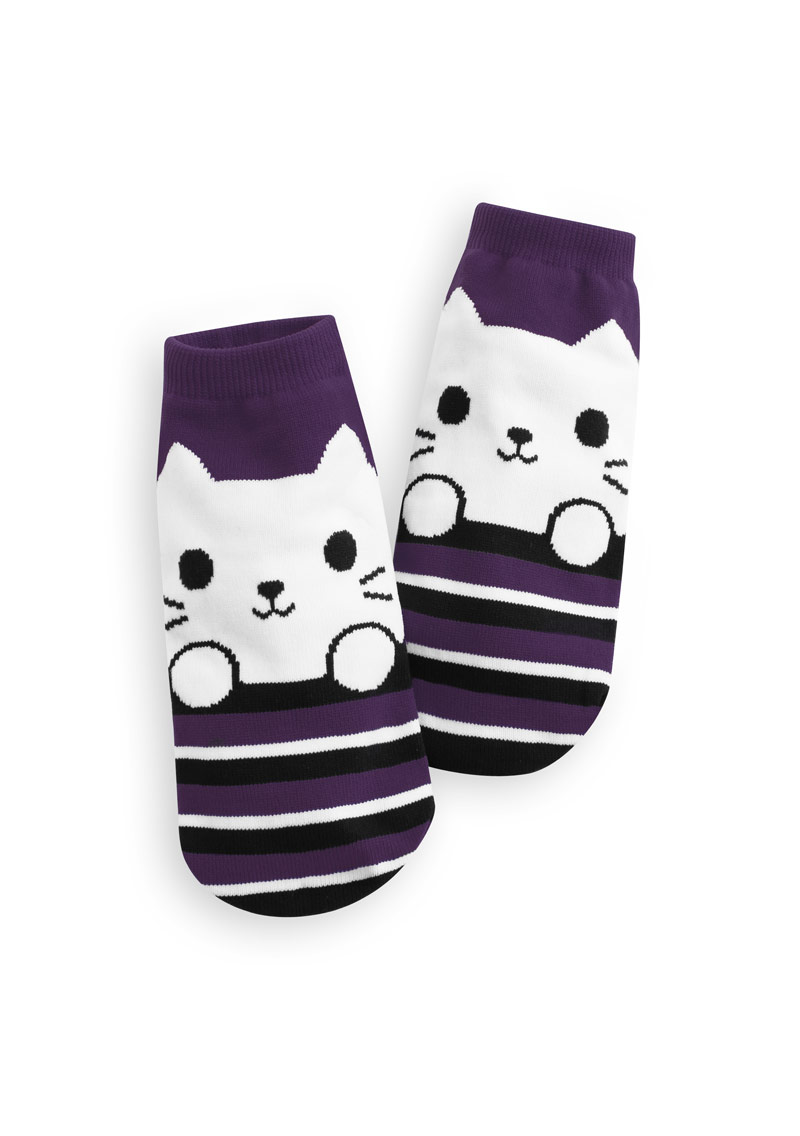 貓咪配色條紋短襪