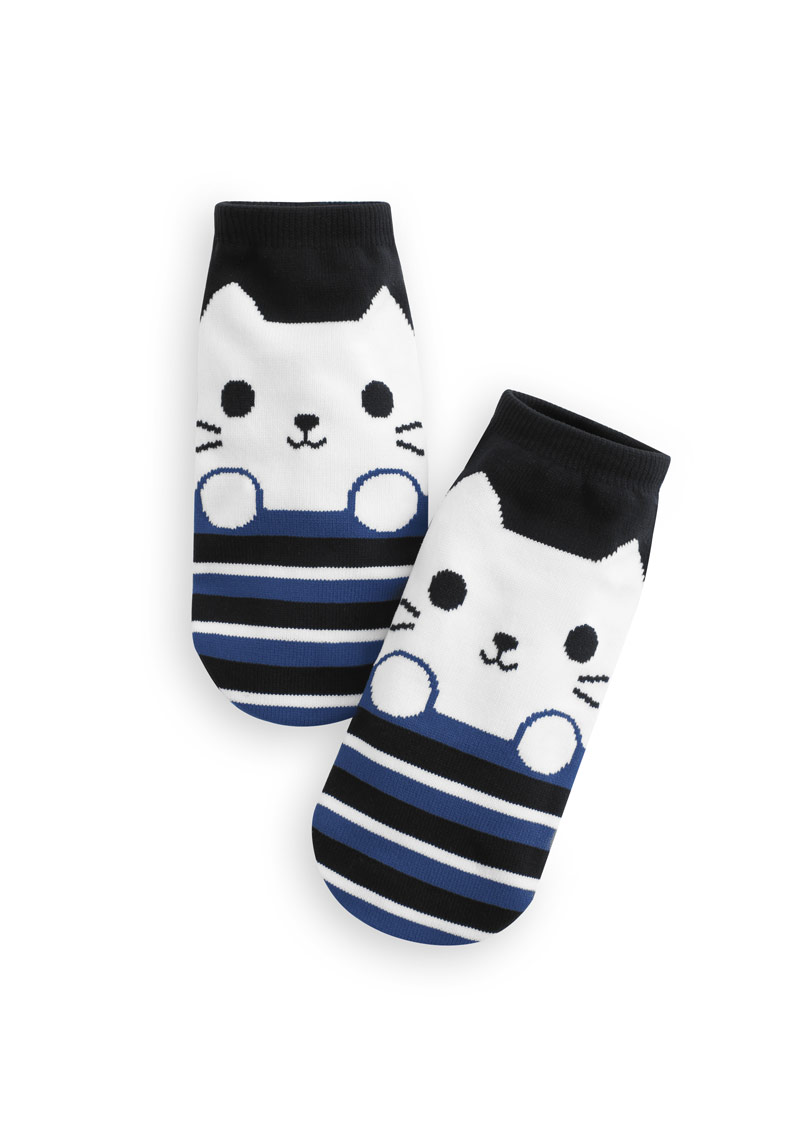貓咪配色條紋短襪