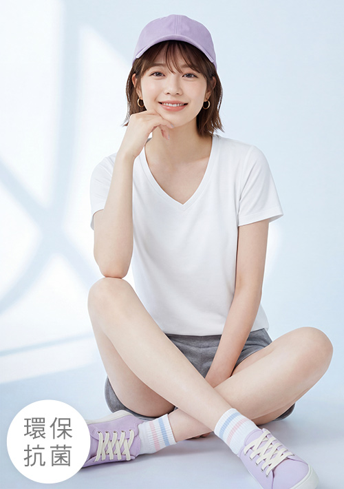 舒適.MIT永續環保材質-抗UV吸排抗菌V領上衣