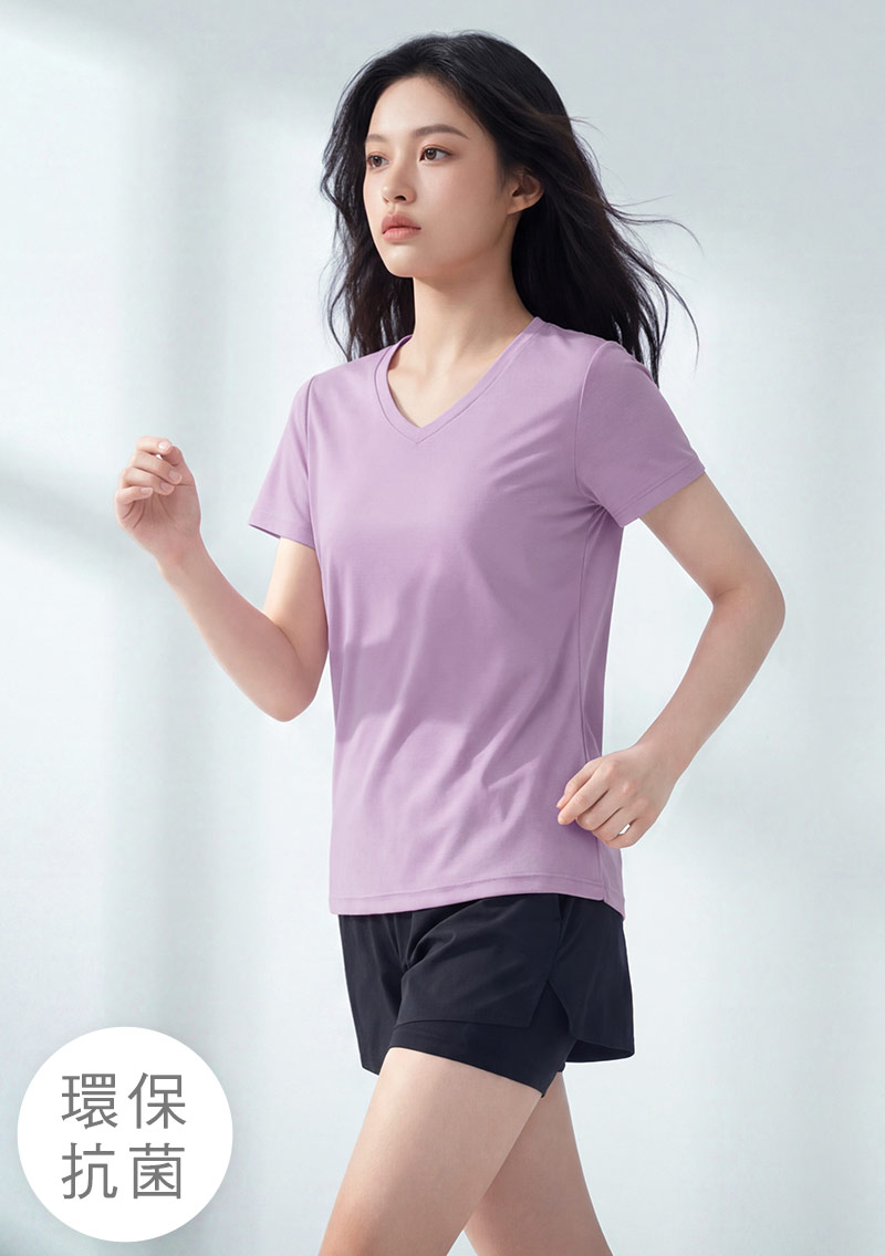 舒適.MIT永續環保材質-抗UV吸排抗菌V領上衣