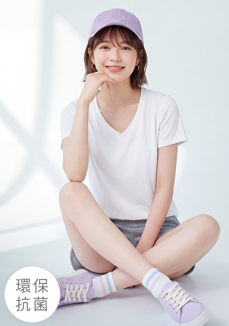 舒適.MIT永續環保材質-抗UV吸排抗菌V領上衣