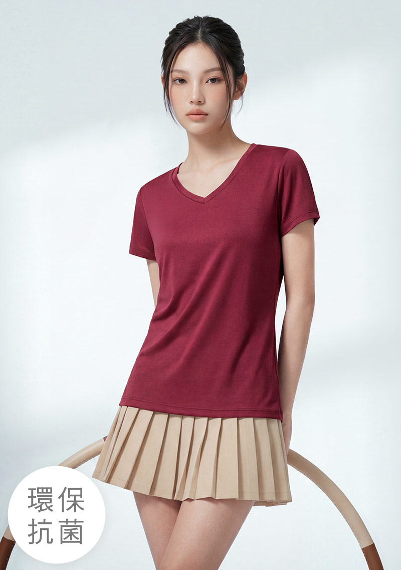 舒適.MIT永續環保材質-抗UV吸排抗菌V領上衣