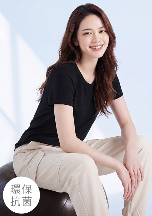 舒適.MIT永續環保材質-抗UV吸排抗菌圓領上衣
