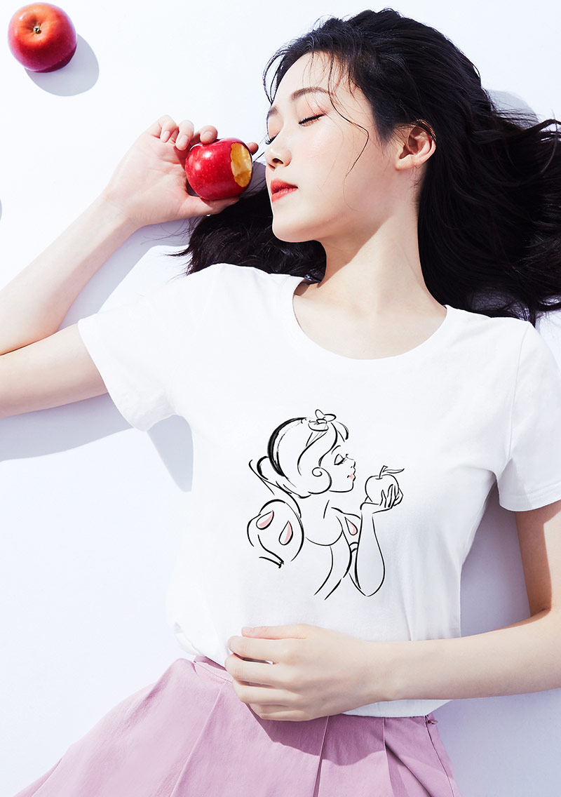 迪士尼公主系列純棉印花T恤-04