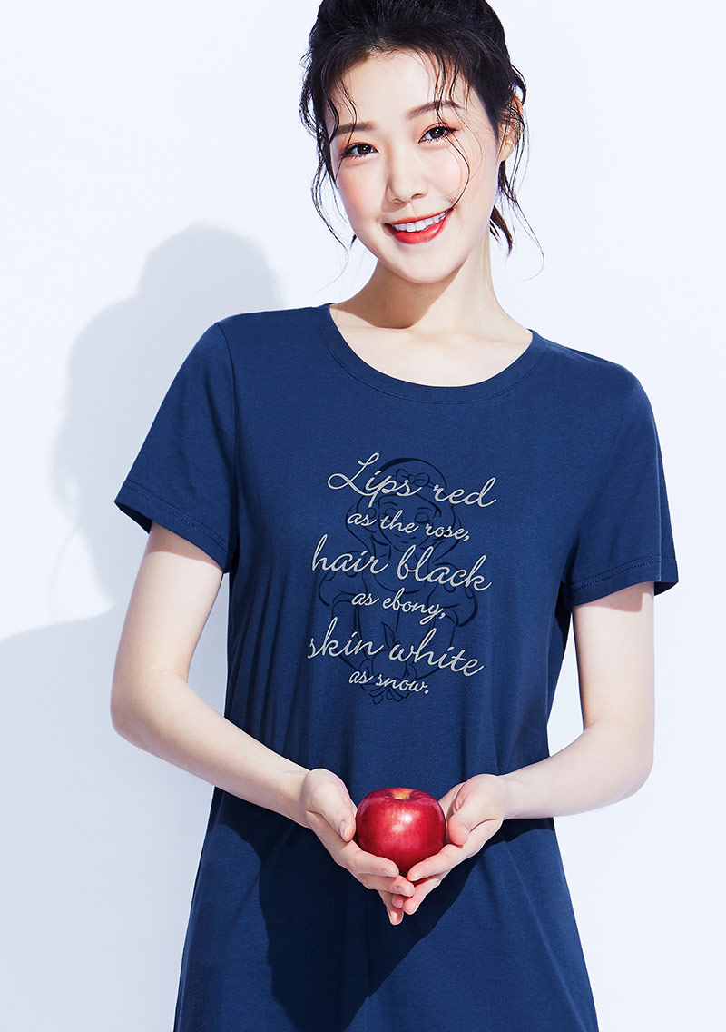 迪士尼公主系列純棉長版印花T恤-01
