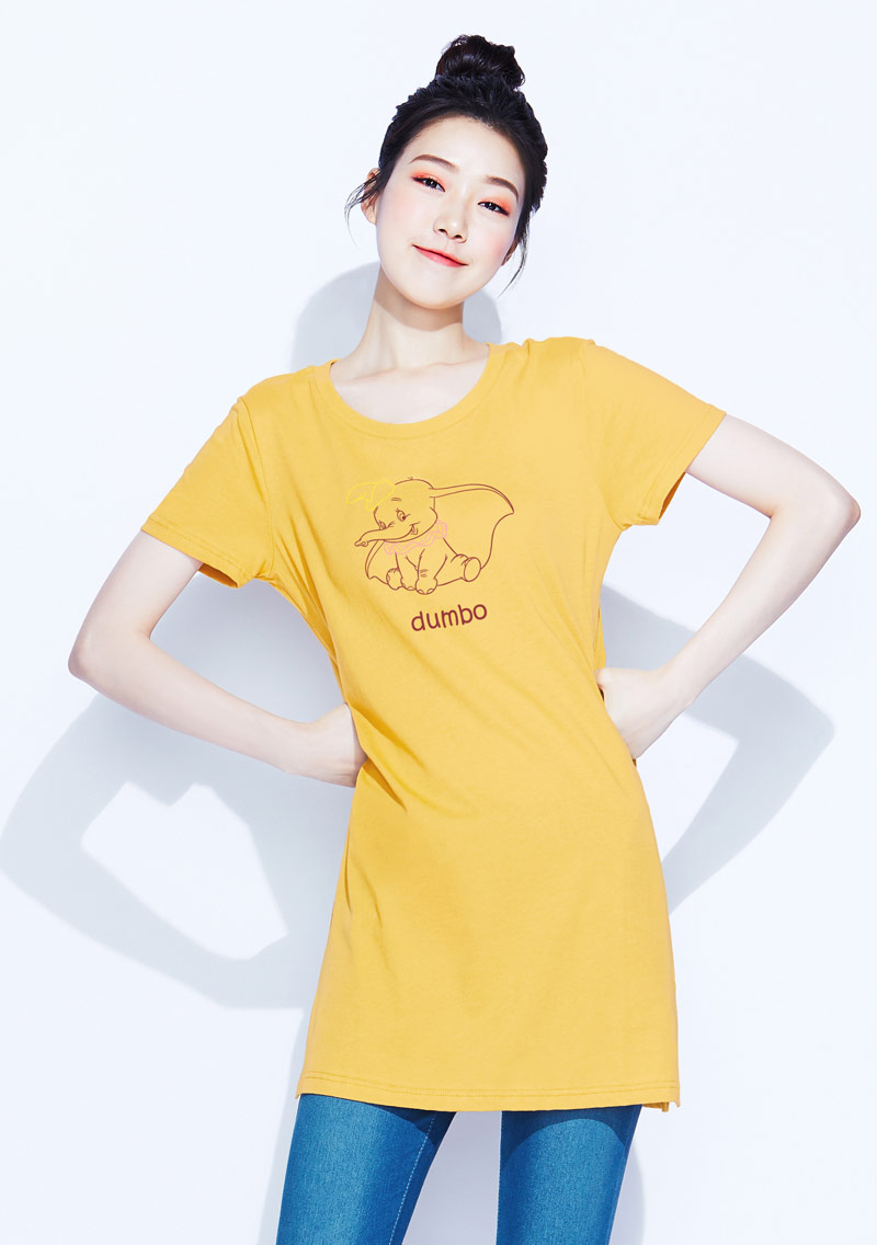 迪士尼小飛象系列純棉長版印花T恤-01
