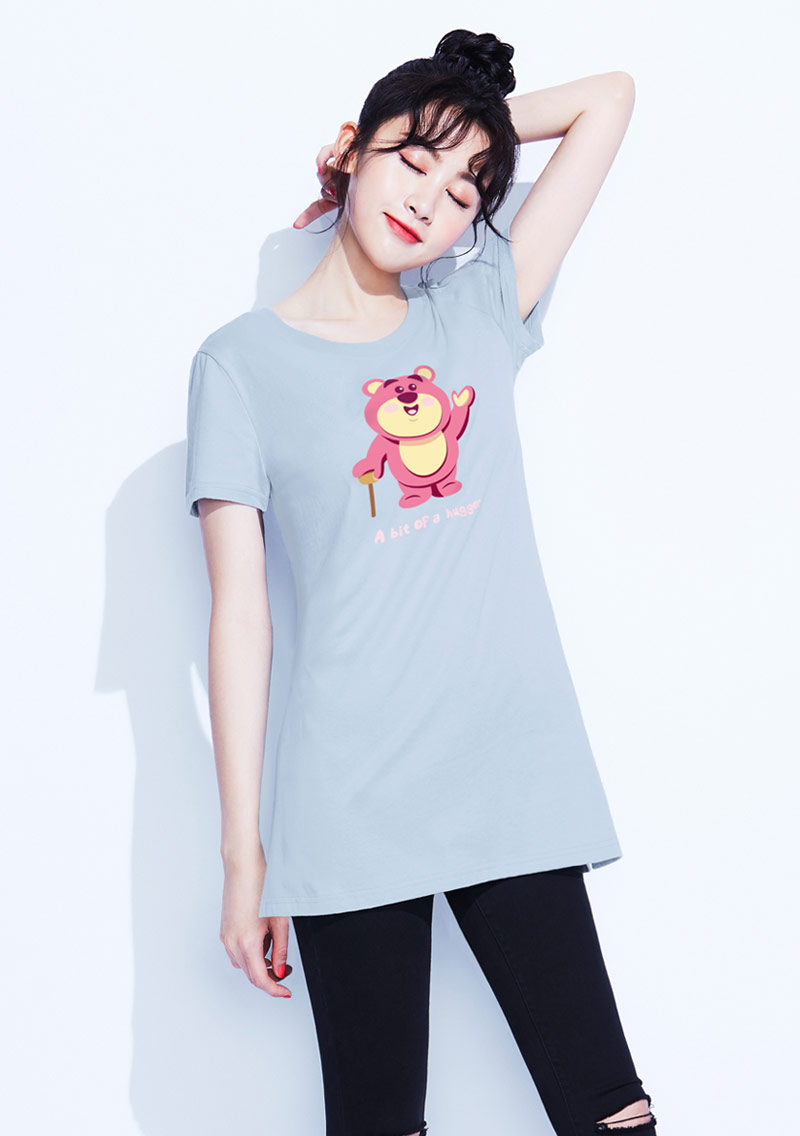 迪士尼熊抱哥系列純棉長版印花T恤-01
