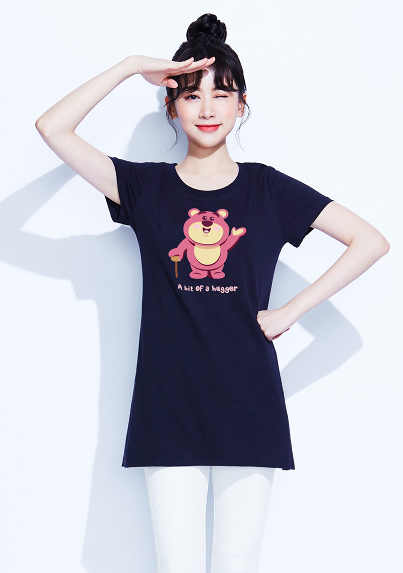 迪士尼熊抱哥系列純棉長版印花T恤-01