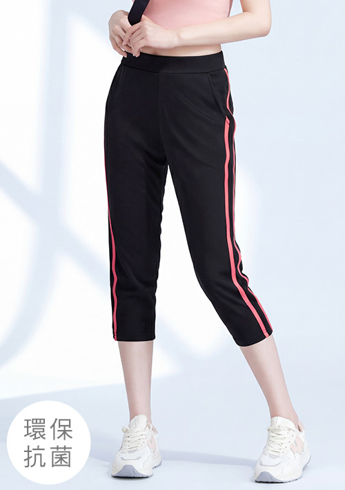【任選‧買一送一】舒適.MIT永續環保材質-抗UV吸排抗菌邊條七分褲