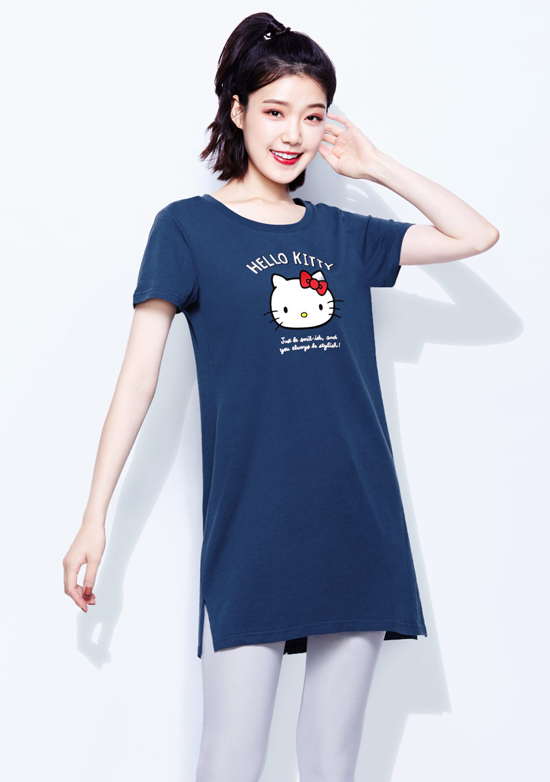 Hello Kitty 純棉長版印花T恤-01