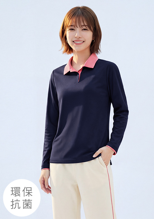 舒適.MIT永續環保材質-抗UV吸排抗菌拼色長袖polo衫