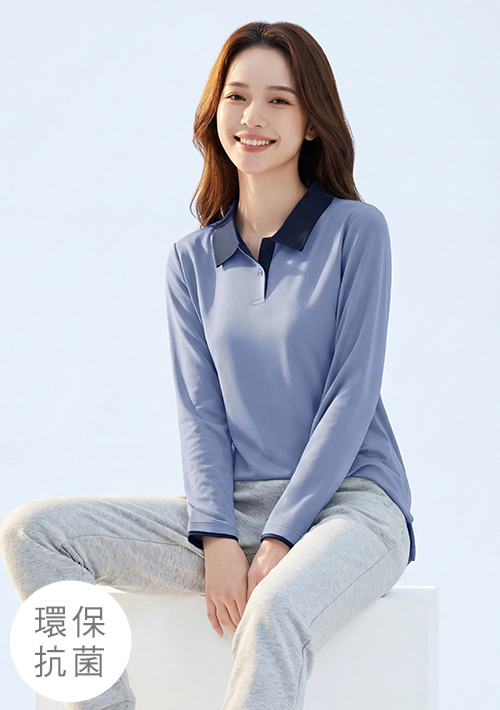 舒適.MIT永續環保材質-抗UV吸排抗菌拼色長袖polo衫