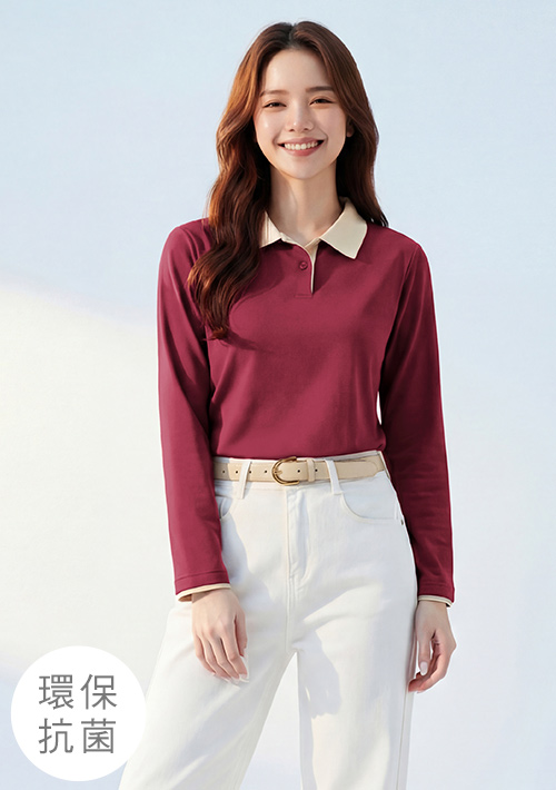 舒適.MIT永續環保材質-抗UV吸排抗菌拼色長袖polo衫