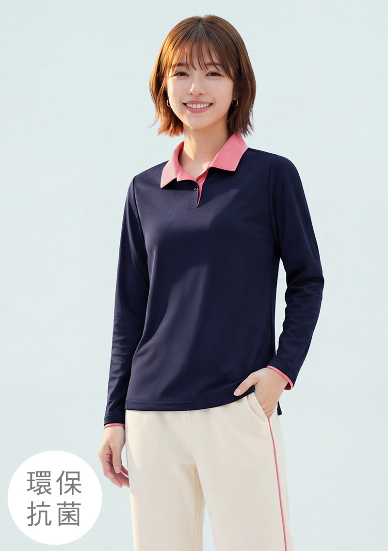 舒適.MIT永續環保材質-抗UV吸排抗菌拼色長袖polo衫