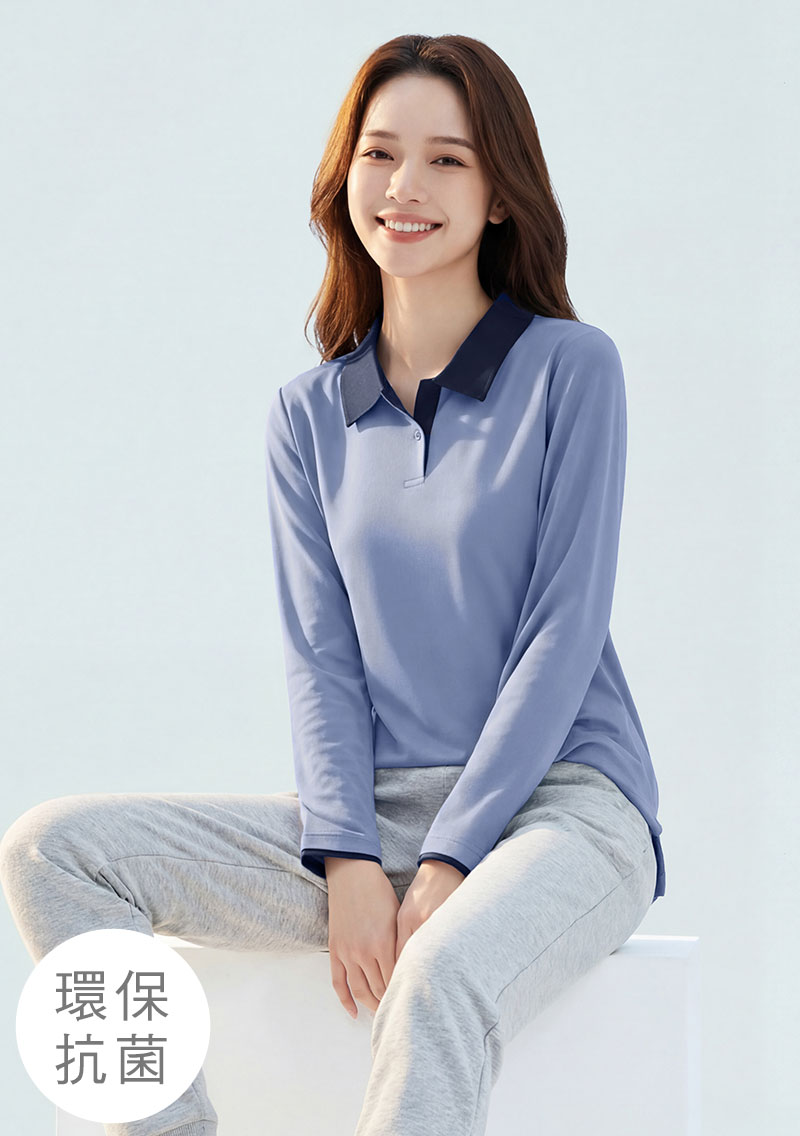 舒適.MIT永續環保材質-抗UV吸排抗菌拼色長袖polo衫