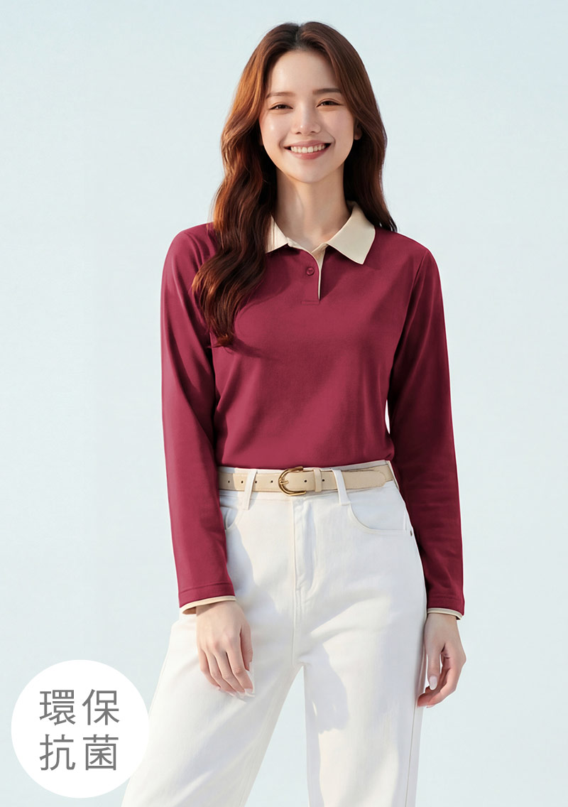 舒適.MIT永續環保材質-抗UV吸排抗菌拼色長袖polo衫