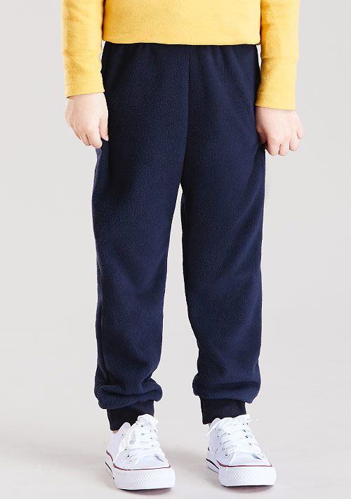 保暖.柔軟.舒適.MIT環保材質-Fleece輕量保暖束口長褲-童裝