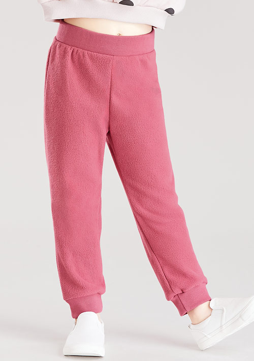 保暖.柔軟.舒適.MIT環保材質-Fleece輕量保暖束口長褲-童裝
