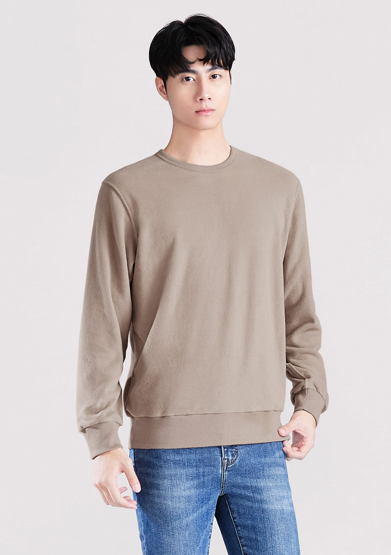 保暖.柔軟.舒適.MIT環保材質-Fleece輕量保暖圓領衫-男裝