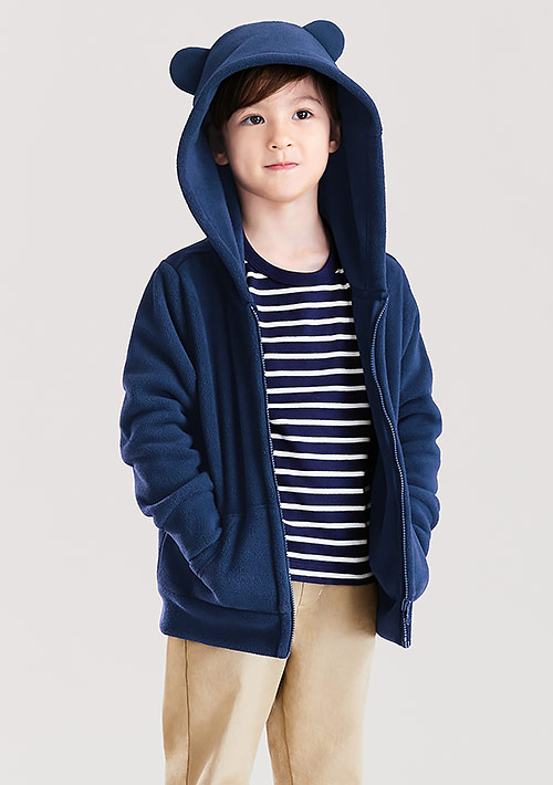 保暖.柔軟.舒適.MIT環保材質-Fleece保暖連帽外套-童裝