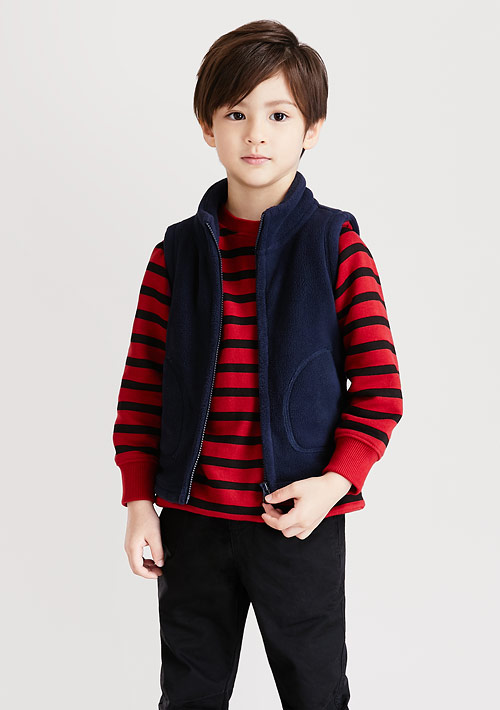 保暖.MIT永續環保材質-Fleece保暖立領背心-童裝