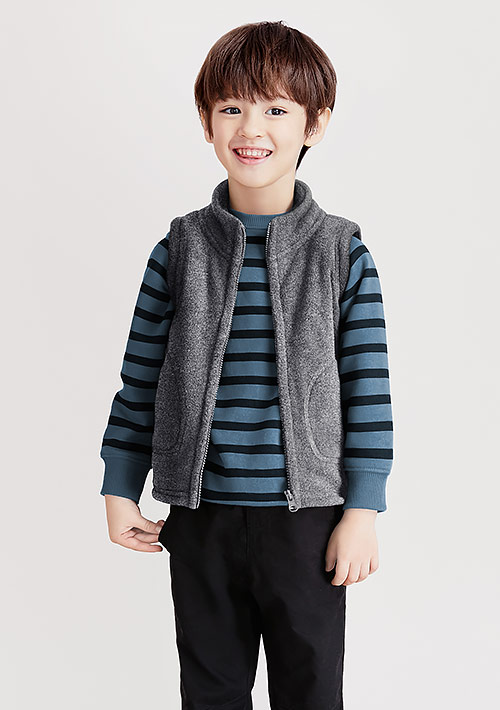 保暖.MIT永續環保材質-Fleece保暖立領背心-童裝