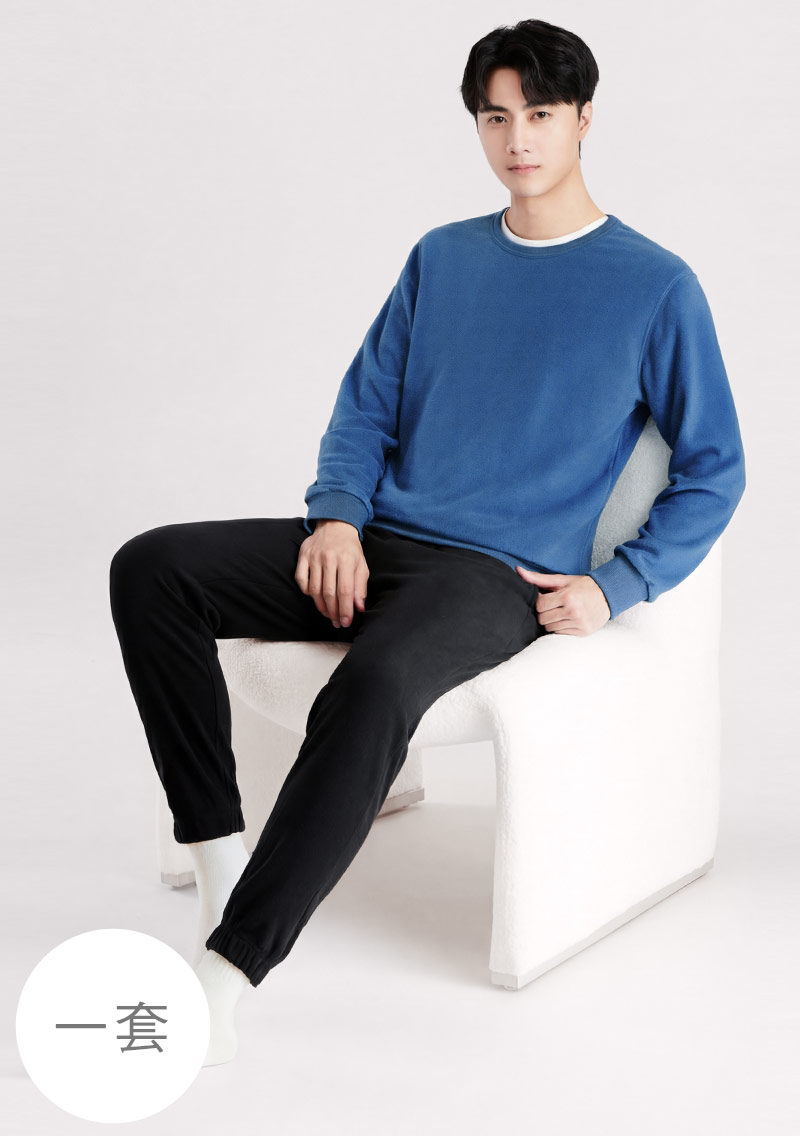 保暖.MIT永續環保材質-Fleece輕量保暖居家套裝-男裝