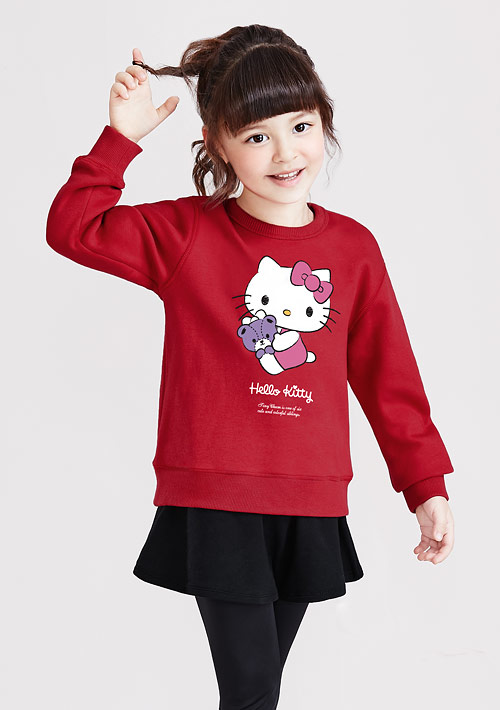 Hello Kitty 小熊刷毛印花T恤-01-童裝