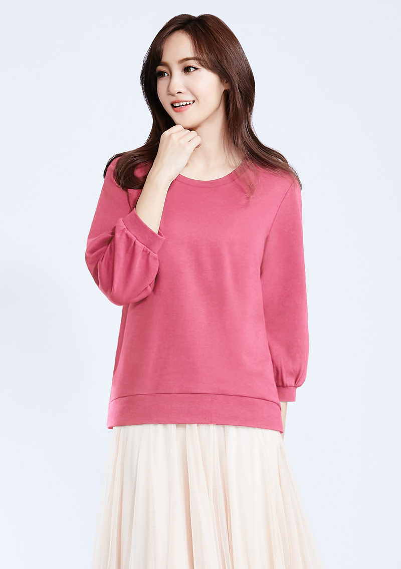 純棉七分泡泡袖上衣