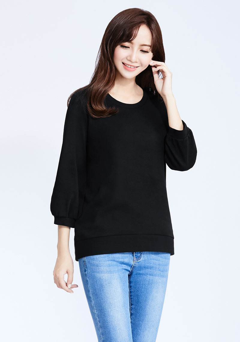 純棉七分泡泡袖上衣