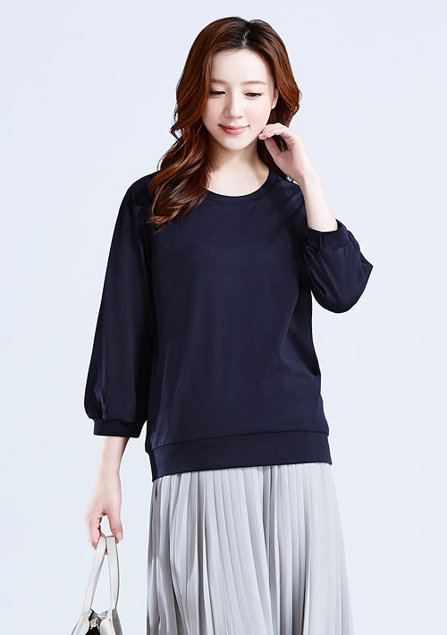 純棉七分泡泡袖上衣