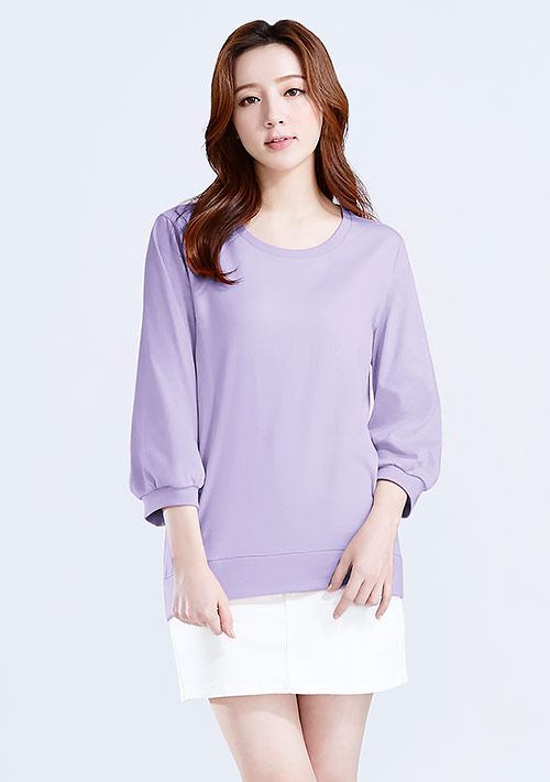 純棉七分泡泡袖上衣