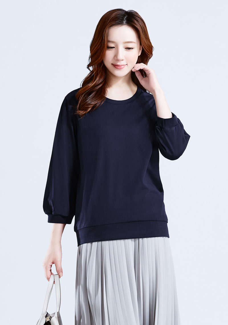 純棉七分泡泡袖上衣